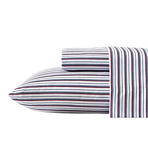 Nautica- Queen Sheet Set, Deep Pocket Fitted Sheet and Pillowcase Set, Casual Bedding Set (Aevery Stripe Navy, Queen) by Nautica - Used condition - US$23.19