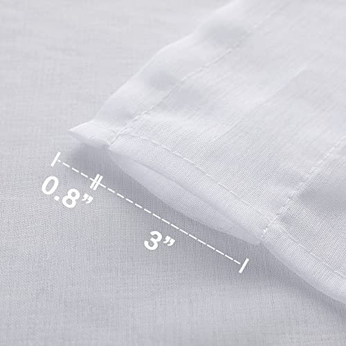Xtmyi Short Curtains For Kitchen Window,48 Inch Length 2 Panels,Rod Pocket Sheer Small Curtains For Bathroom Window Bedroom Bay Window,White #TOP6