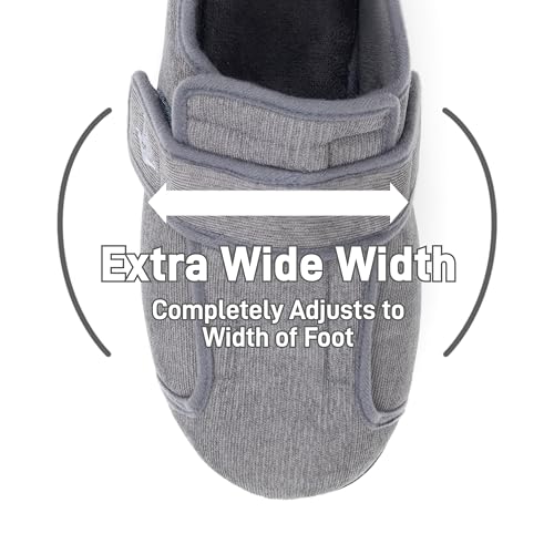 Image of Men's 80-D Memory Foam Adjustable Wide Diabetic Slippers for Swollen Feet, Edema, Arthritis, Elderly Indoor /Outdoor