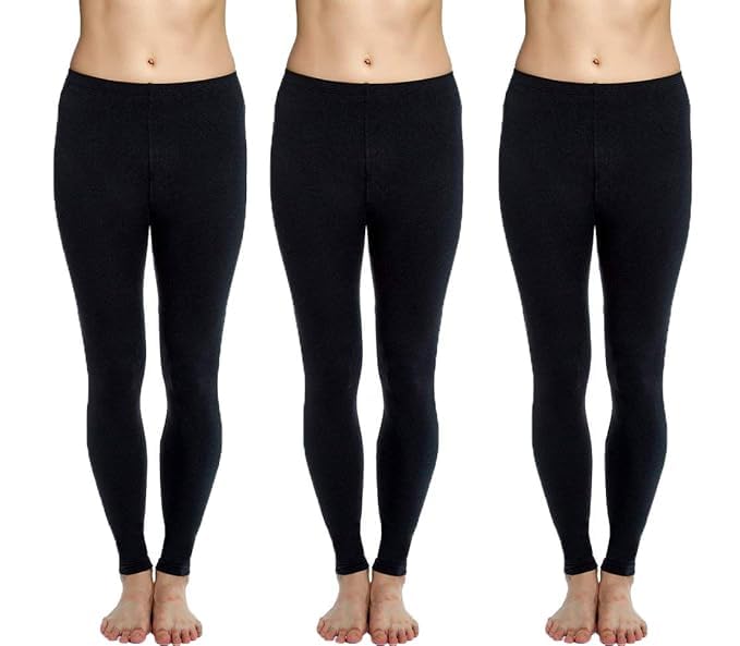 100luck Women's High Waist Cotton Lycra Ankel Lenght Leggings, Soft Lightweight Leggings for Women Combo Pack of 3-picture-25