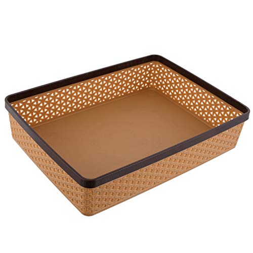 Image of Kuber Industries 4 Pcs Plastic Stationary Tray | A4 Documents /Papers /Letters /Folders Holder Desk Organizer (Brown)