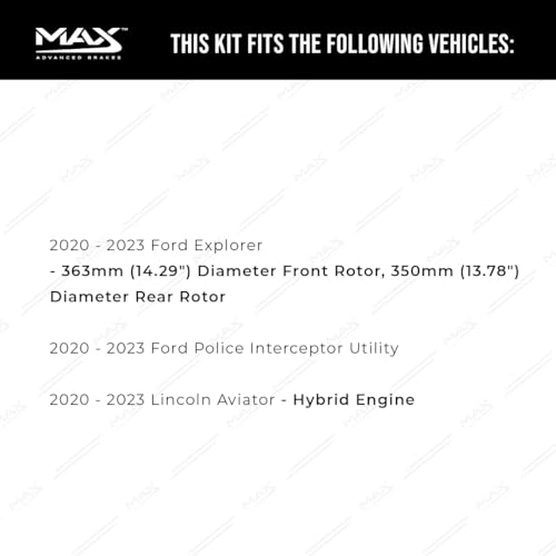 Image of Max Advanced Brakes Front & Rear Brake Kit Compatible With 2020-2023 Ford Explorer Compatible With Lincoln Aviator Replacement Premium OE Disc Brake Rotors and Ceramic Brake Pads