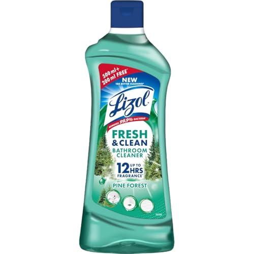 Image of Lizol Fresh & Clean Bathroom Cleaner | Pine | 500 ml + 200 ml Free | Limited Period Offer | 10X Better Cleaning | Up to 12 Hrs Fragrance | Multi-Surface Cleans Floors, Basin, Tiles