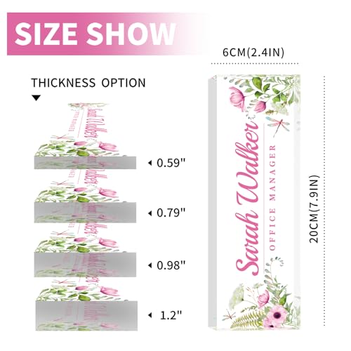 Image of Name Plate for Desk, Desk Name Plate Personalized, Office Decor for Women Men, Acrylic Desktop Accessories, Office Appreciation Gifts for Boss Social Workers Nurse Teacher Employee (Pink /Cyan)