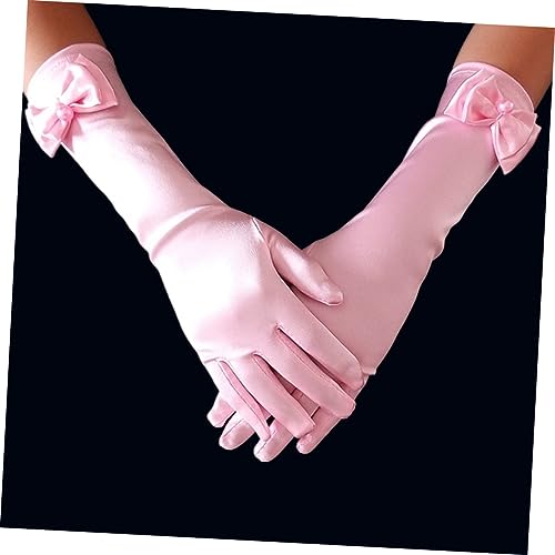 1 Set Satin Dress Up Gloves White Pink Light Blue Party Gloves for Weddings Ballet Dance Pageants and Family Photos3