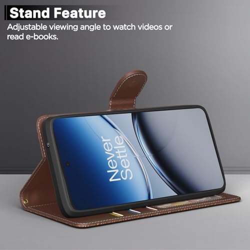 Image of Amazon Basics Flip Cover for OnePlus Nord CE 5 5G | Leather Finish | Wallet Stand and Shock Proof | Complete Protection Flip Case (Tan)