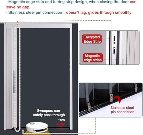 Custom Size Folding Door with Lock & Keys - Removable Waterproof Sliding Door for Outdoor Use, Dimensions 46x80in (116x203cm), Durable Temporary Entry Solution