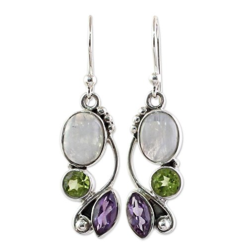 Novica peridot amethyst rainbow moonstone .925 sterling silver da…