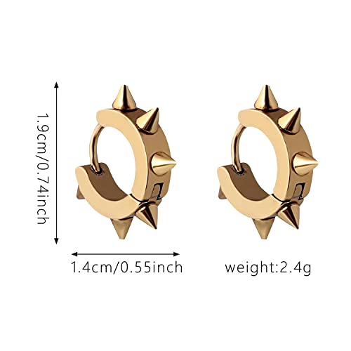 YUNXI 3 Pairs Punk Style Stainless Steel Spike Hoop Earrings Stud Earrings Set for Men Women, Statement Jewelry4