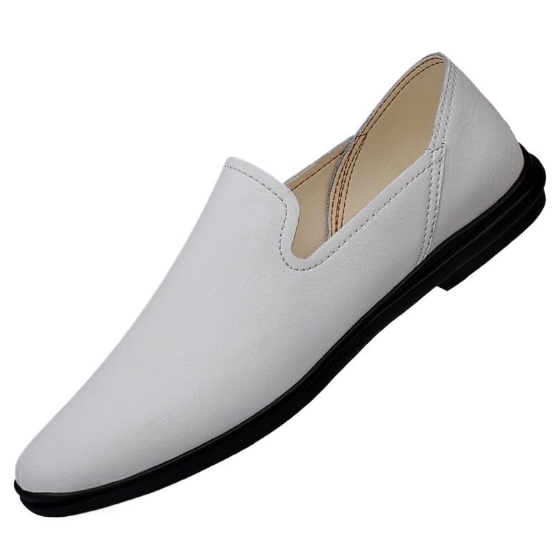 Dress Oxford for Men Tuxedo Prom Round Toe Prom Wedding Slip Resistant Block Heel Anti-Slip Rubber Sole Casual Synthetic Leather Slip On