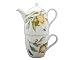 Gracie China Lemon 3-Piece Porcelain Tea For One Set, 9-Ounce Teapot Stacked