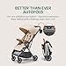 Bombi Bēbee V2 Lightweight Baby Stroller - Premium Vegan Leather, One-Hand Fold, Infinite Recline, Aircraft-Grade Aluminum Frame, XXL Canopy, and Ample Storage Umbrella Stroller - Sand