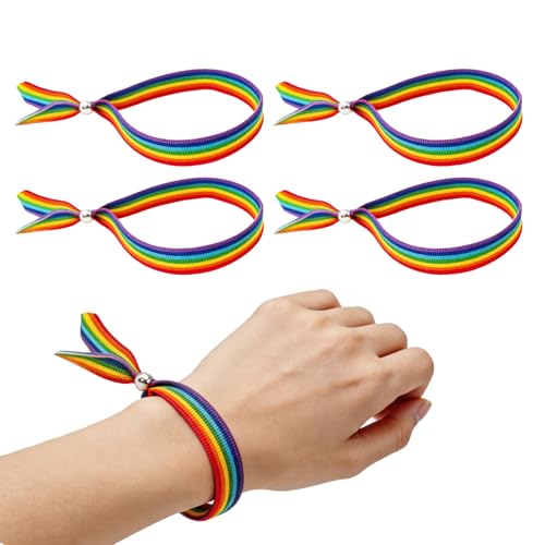 MaNeaz 4 Stück Armbänder aus Stoff regenbogen armband pride armband Regenbogen mehrfarbig Regenbogen-Flagge LGTB Gay Pride
