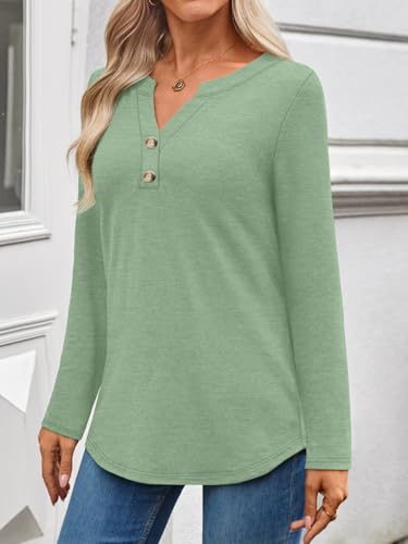 WYNNQUE Womens Long Sleeve Shirts Business Casual Outfits Dressy Tops Blouses Henley V Neck Fall Clothes - Image 4