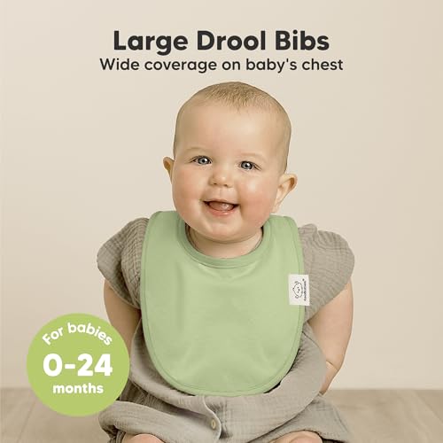 Image of 8-Pack Organic Baby Bibs for Boys, Girls - Soft Cotton Drooling and Teething Bibs for Baby Girl & Boy, Extra Absorbent, Easy to Clean & Put On for Toddler, Newborn, Infant 0-24 Months(Dew)