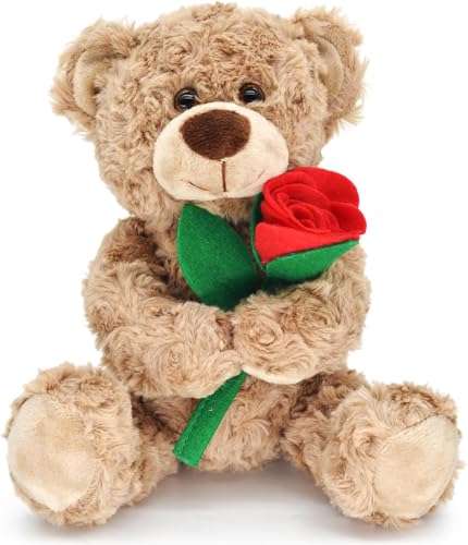 12 Stuffed Teddy Bear with Rose Soft Plush Animal Toy for Girlfriend Mom Kids & Valentines Day Gift