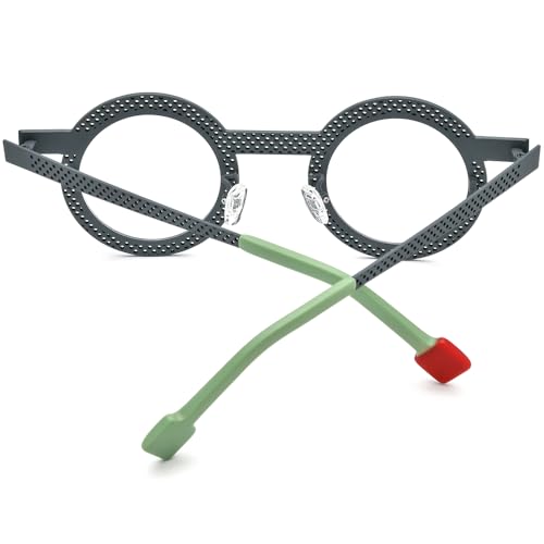 Image of FONEX Colorful Pure Titanium Glasses Frame Women Retro Round Eyeglasses