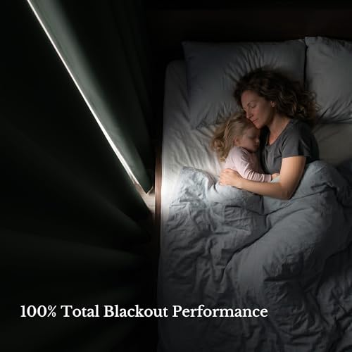 Image of NICETOWN 100% Blackout Curtains 84 inches Long, Pair of Energy Smart & Noise Blocking Out Drapes for Baby Room Window, Thermal Insulated Guest Room Lined Window Dressing(Dark Mallard, 52 inches Wide)