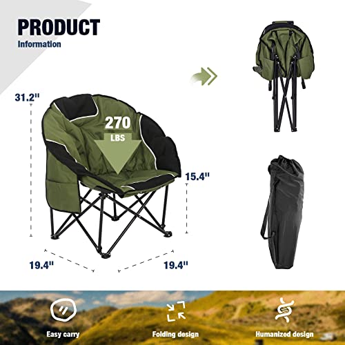 Foto von BIGTREE Campingstuhl Faltbar Moonchair Klappstuhl mit Seitentasche und Tragetasche Tragbarer Angelstuhl Outdoor-Sofa-Stuhl für Camping Angeln Terrasse