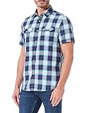 Pioneer Herren Kurzarm Design Hemd, Vintage Indigo Karo, M