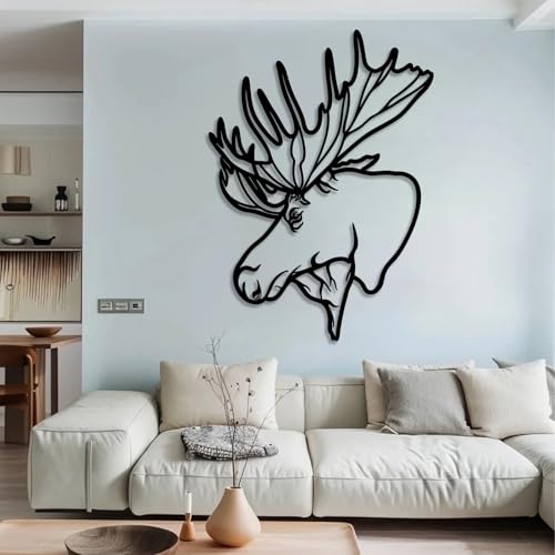 Tête d'élan en métal design blanc sculpture murale 100 cm - 7