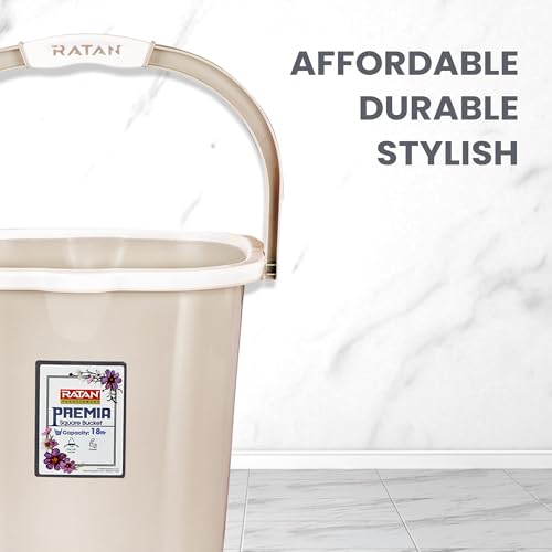 Image of RATAN PLASTICWARE Premia Bucket (18L X 1) - Desert Rose|Light Weight and Easy to Carry|Perfect for Use in Bathrooms, Kitchen & Wet Utility Areas