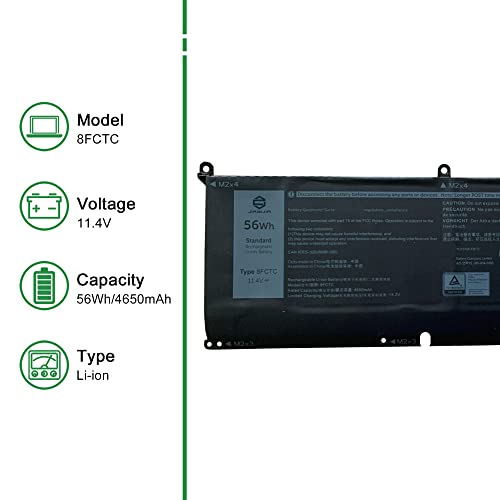 Image of 8FCTC Laptop Battery Replacement for Dell G15 5510 5511 5515 5520 5521 5525 G7 7500 Precision 5550 5560 Inspiron 7510 7610 Series Notebook 0DVG8M DVG8M 0P8P1P P8P1P Black 11.4V 56Wh 4650mAh
