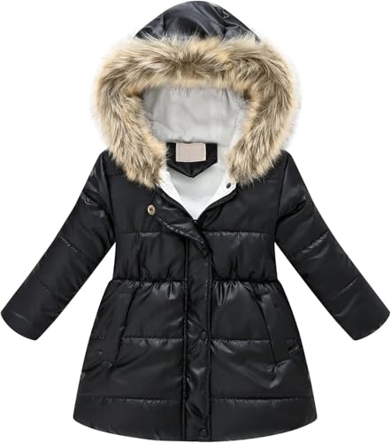 Veste à capuche fille de 2-3 ans coupe-vent et imperméable noir - 2