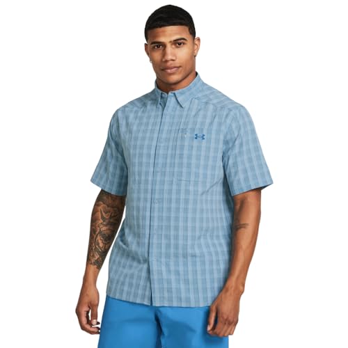 Under Armour Mens Drift Tide 2.0 Plaid Short-Sleeve T-Shirt, (465) Harbor Blue-Harbor Blue-Photon Blue, Medium