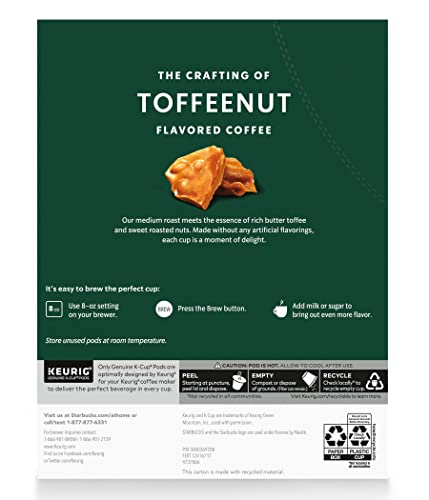 Image of Starbucks Coffee Company Starbucks Flavored Ground Coffee K-Cup Pods, Toffeenut, Signature Collection, 100% Arabica Coffee, Recyclable K-Cups, 10 K-Cup Pods /Box (Pack of 2 Boxes)
