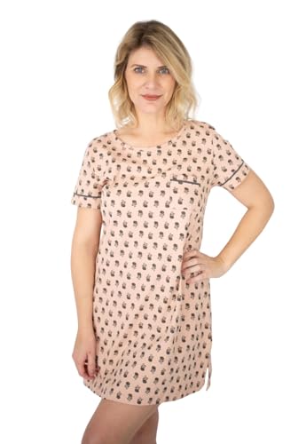 Camisola Feminina Adulto Manga Curta Algodão – Rosê Floral