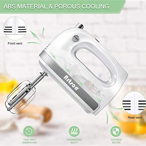 Nrtson Hand Mixer Electric, Handheld Kitchen Mixers with 5 Stainless Steel Attachments, 5-Speed Max 400W Powerful Turbo for Baking Cake Egg Cream Food Beater - Thumbnail 6