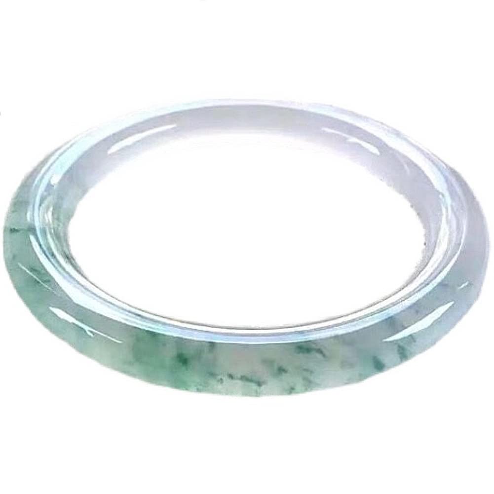 Bracciale di Giada per Donne Genuine Green Green Round Bar Chaise Gioielli di Braccialetto giadeite con (Dimensioni: 58 mm)