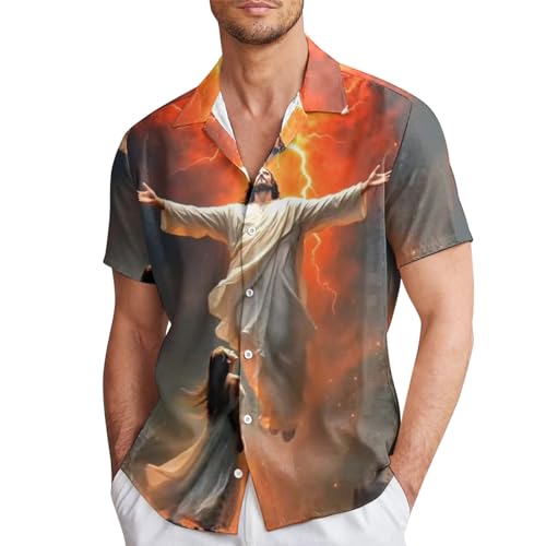 YOSUWOAI Camisa de verano para hombre, con botones, para vacaciones en la playa, para fiesta de Pascua, con solapa, camisa de Pascua, corte holgado, con estampado de huevos de Pascua, camisa de manga