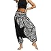 WOZOW Femme Sarouel Pantalon De Yoga, Bohême Floral Imprimé Pants Grande Taille Large Jambe Pantalons Sport Aladdin Femmes Casual Yoga Lâche Baggy Boho Jumpsuit(Blanc,M)