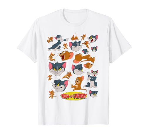Image of Tom & Jerry Many Faces T-Shirt, Men, White, X-Large