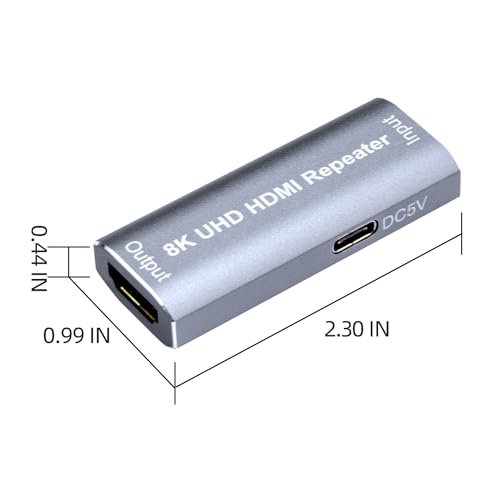 Image of HDMI Repeater 8K, HDMI Signal Booster Extends Up to 82ft (25M), Supports 8K@60Hz, 4K@120Hz, Dolby TrueHD, DTS-HD, 12-Bit Deep Color for PS5, Xbox, TV, Monitor, Projector