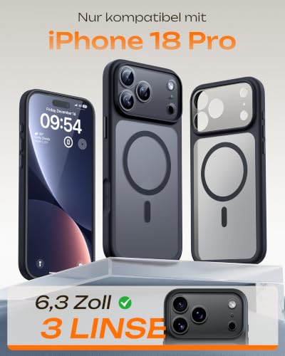 TOCOL für iPhone 18 Pro Hülle, Kompatibel mit MagSafe, Schwarz – Ansicht 2