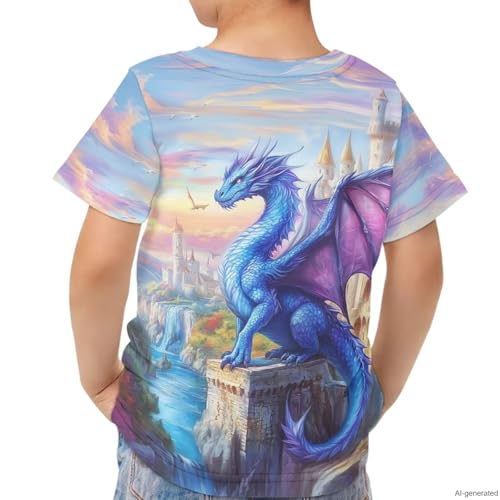 Image of WELLFLYHOM Kids Tshirts Girls Boys Short Sleeve Crewneck Tees Shirts Casual Sport Pullover Tops Size 3-16 Years