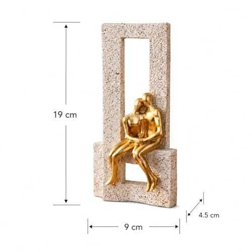 Image of Amazon Basics Graceful Abstract Couple Figurine for Home & Office Decor | Modern Romantic Sculpture Showpiece for Living Room, Shelf, Study Table & Bedroom Styling (Gold & Beige, 19 cm)