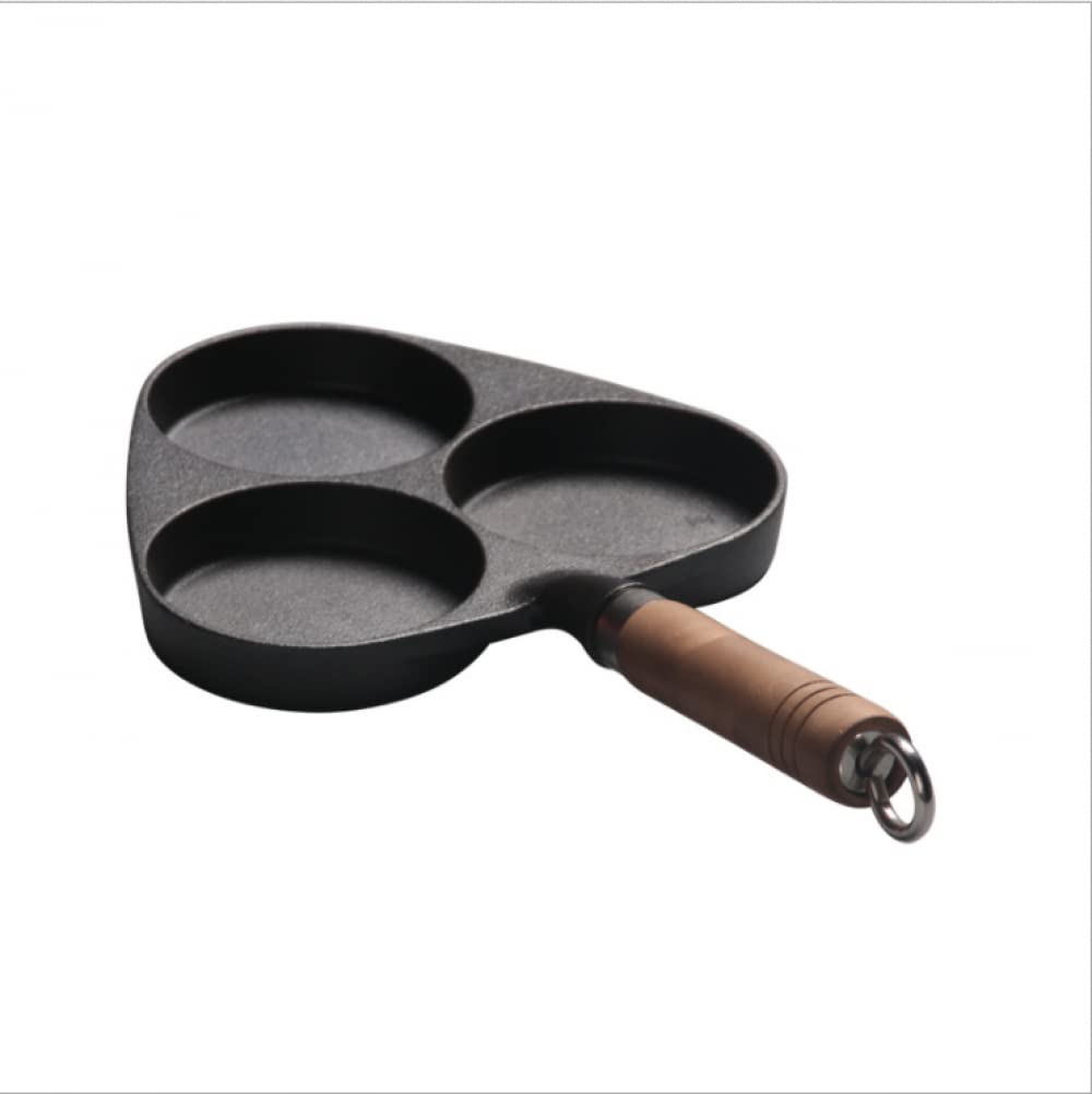 Poêle en Fonte, Mini poêle de Petit-déjeuner, poêle à Omelette à Trois Trous, poêle à Frire épaissie, poêle à boulettes d'œufs Non revêtue