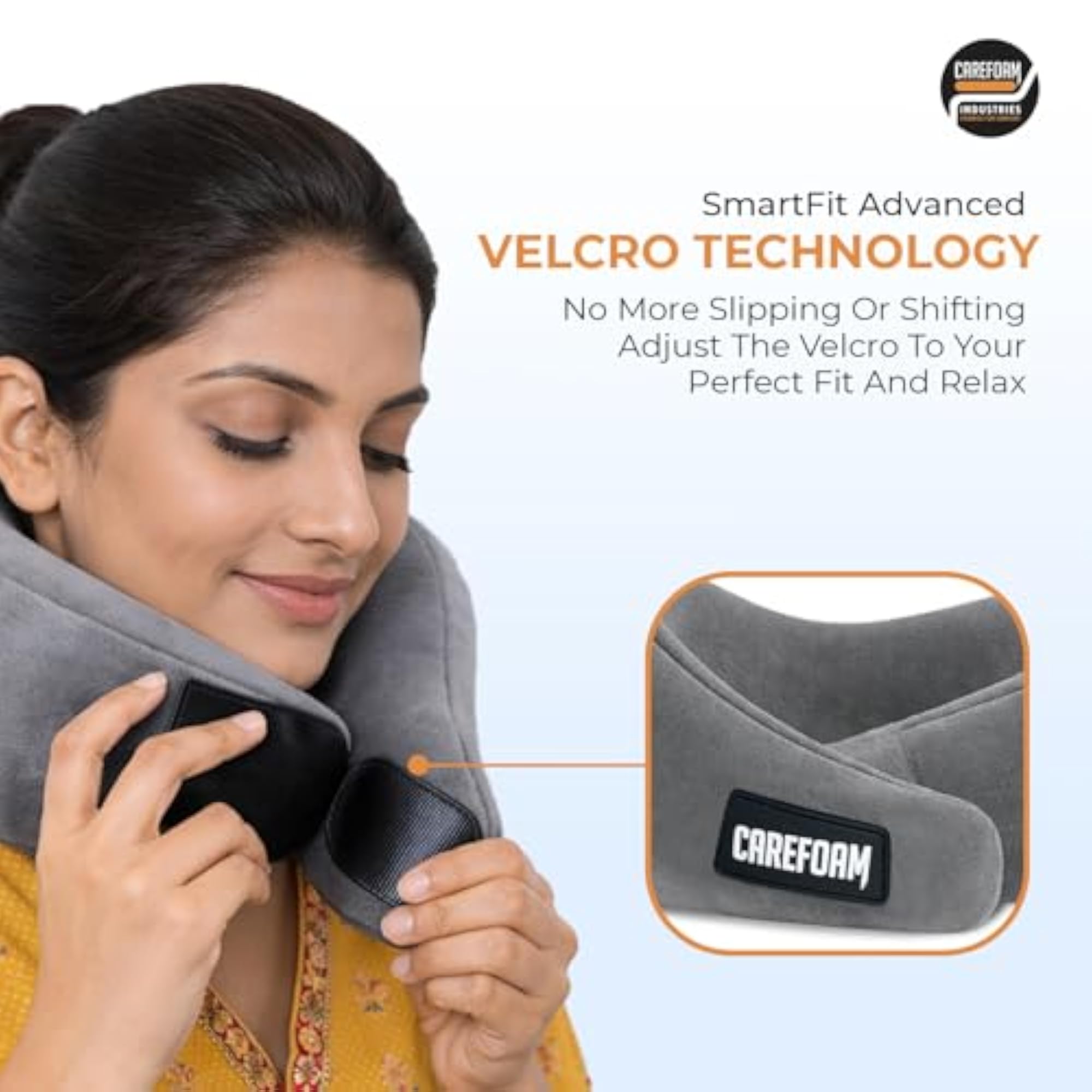 Virgin Memory Foam Travel Neck Pillow, Adjustable Velcro Fastening