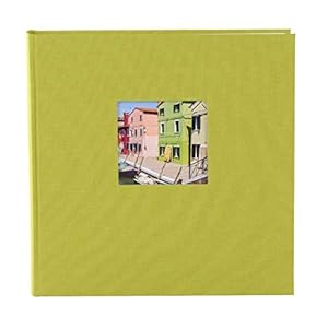 goldbuch 24896 fotoalbum met vensteruitsparing, Bella Vista, herinneringsalbum 25 x 25 cm, fotoalbum 60 witte pagina’s met pergamijn scheidingsbladen, fotoboek van linnen, groen