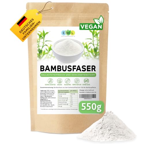 EWL Naturprodukte Bambusfasern 550 g Herstellung und Produktion in Deutschland kontrollierte Qualität fein und schonend vermahlen