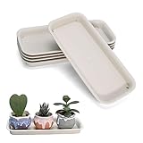 UOIENRT 5 Packs Rectangular Plastic Plant Saucers Tray, Window Sill Plant Tray, Drip Trays for Potted Plants, Plant Trays for Indoors No Holes for Window Sills and Window Shelf (11.8 x 5.3 x 1.1 Inch)
