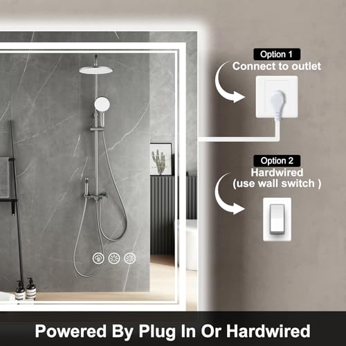 Image of 40x30 Inch LED Bathroom Mirror with Frontlit & Backlit(Independent Control), Lighted Mirror for Bathroom Wall with 3-Color Dimmable & Anti-Fog, Vanity Mirror with Lights