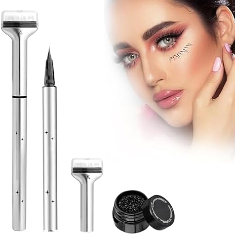 BAISEN DIARY Magic Lower Lash Stamp Eyeliner Set, 2 in 1 Eyeliner and Lower Eyelash Stamp, Lower Lash Stamp with Ink, Reusable Eyelash Stamp tool, Lower Eyelash Stamps Eye Makeup Tool (Black) Cover