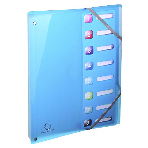Exacompta Ref - 58670E Iderama Harmonika Expanding Spine Multipart File, 24.5x32cm for A4 Sized Documents, 8 Tabbed Sections, Bright Coloured PP Covers with Multi-Coloured Tabs, Pack of 8