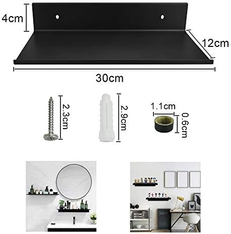 RMENOOR Bathroom Shelves Matte Black Floating Shelves Metal Shower Shelves Wall Mount Shelving Storage Rack Wall Hanging Shelves Square Shelves with Screws for Bathroom Lavatory Kitchen Shampoo