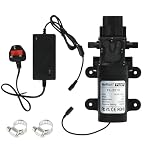 VerRich DC 12V Water Pump with Power Supply Adaptor 100PSI High Pressure Diaphragm Pump with Pressure Switch 4LPM 1GPM with 2 Adjustable Hose Clamp for Water taps,Motorhome,RV